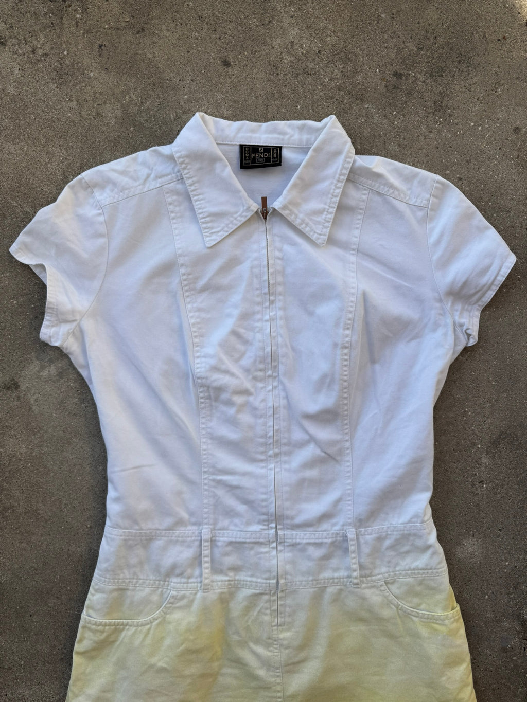 Fendi Cotton Mini Dress Color Gradient and Front Zip