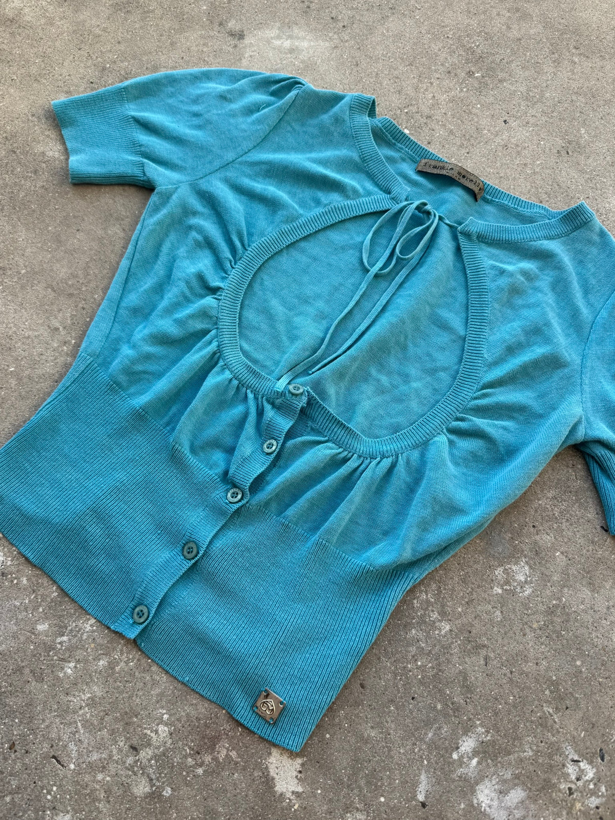 Frankie Morello Top with Front Openwork Neckline