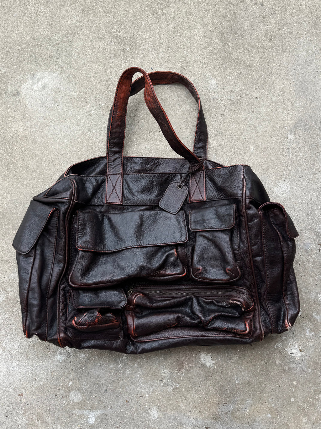 Antik Batik Distressed Leather Multi-Pocket Bag