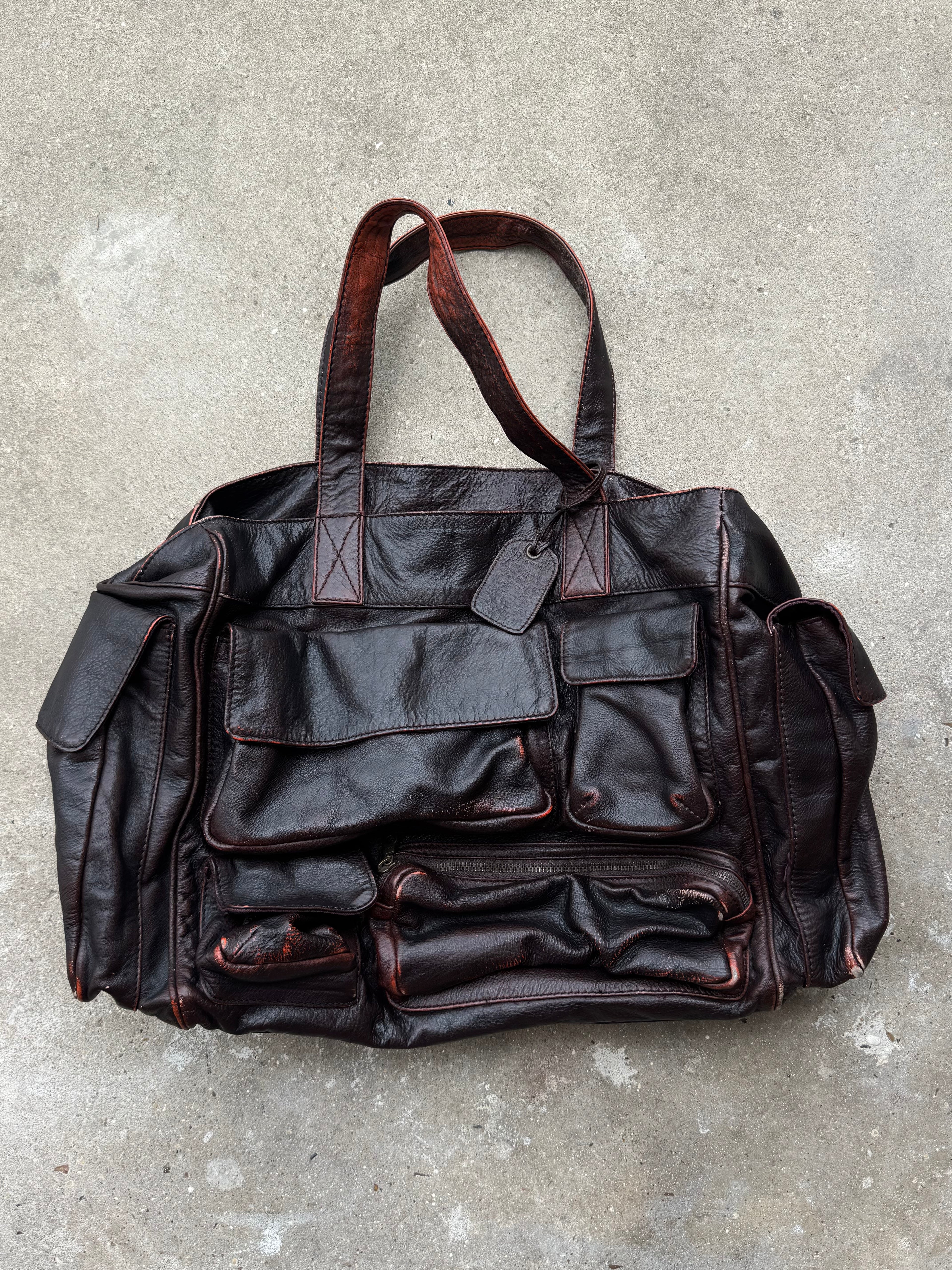 Antik Batik Distressed Leather Multi-Pocket Bag