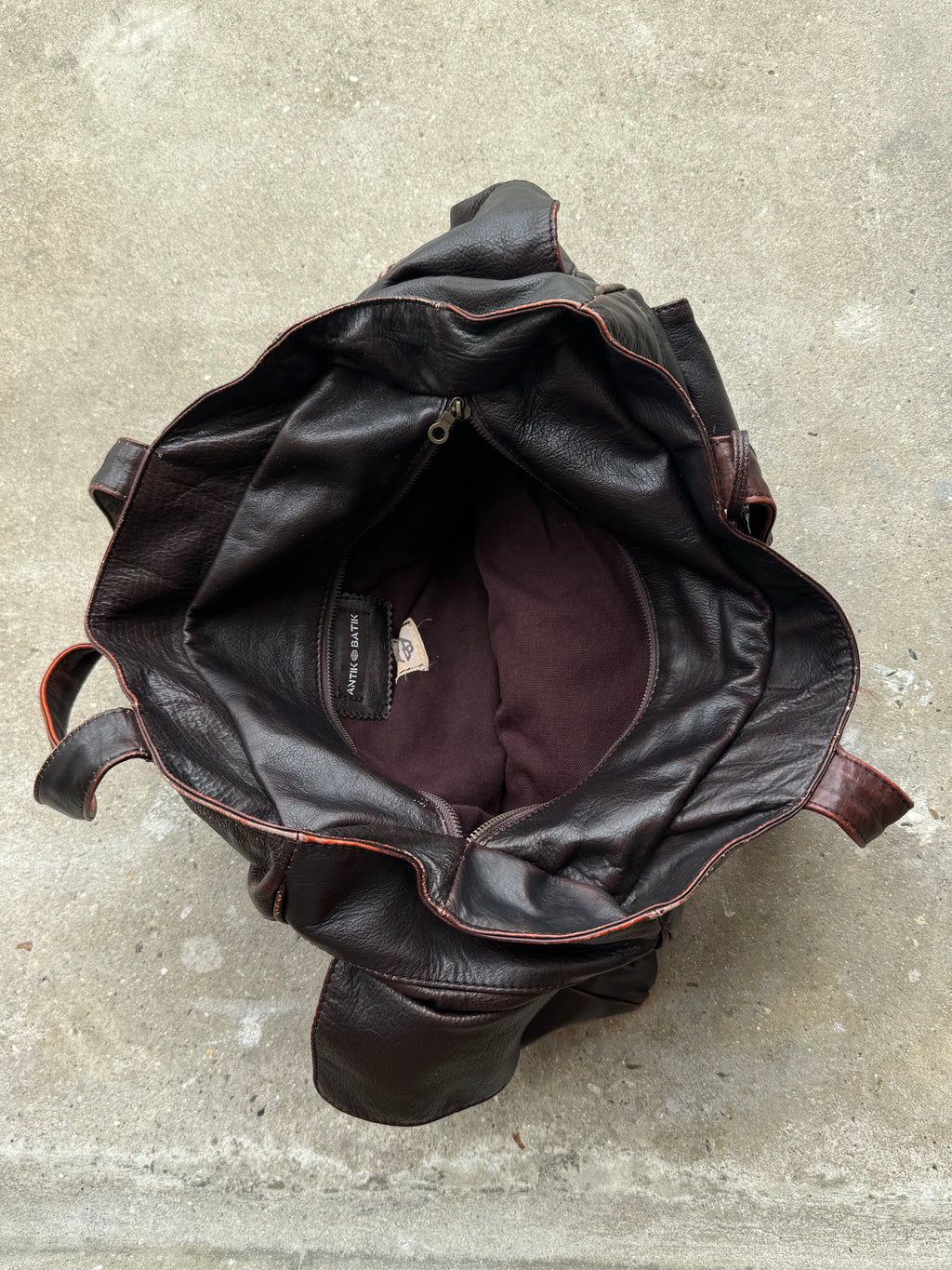 Antik Batik Distressed Leather Multi-Pocket Bag