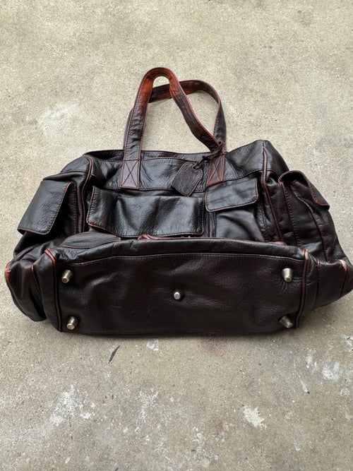 Antik Batik Distressed Leather Multi-Pocket Bag