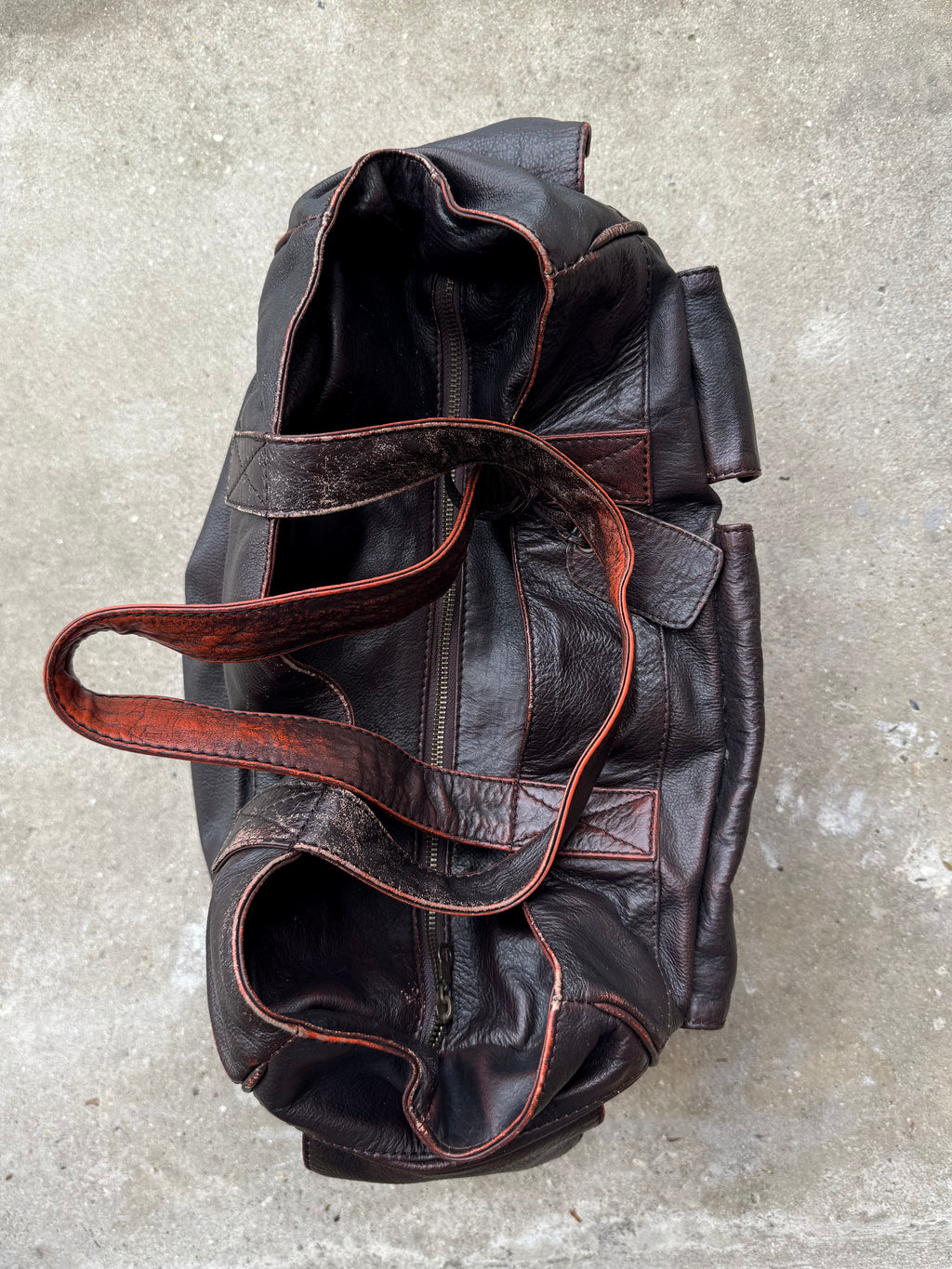Antik Batik Distressed Leather Multi-Pocket Bag