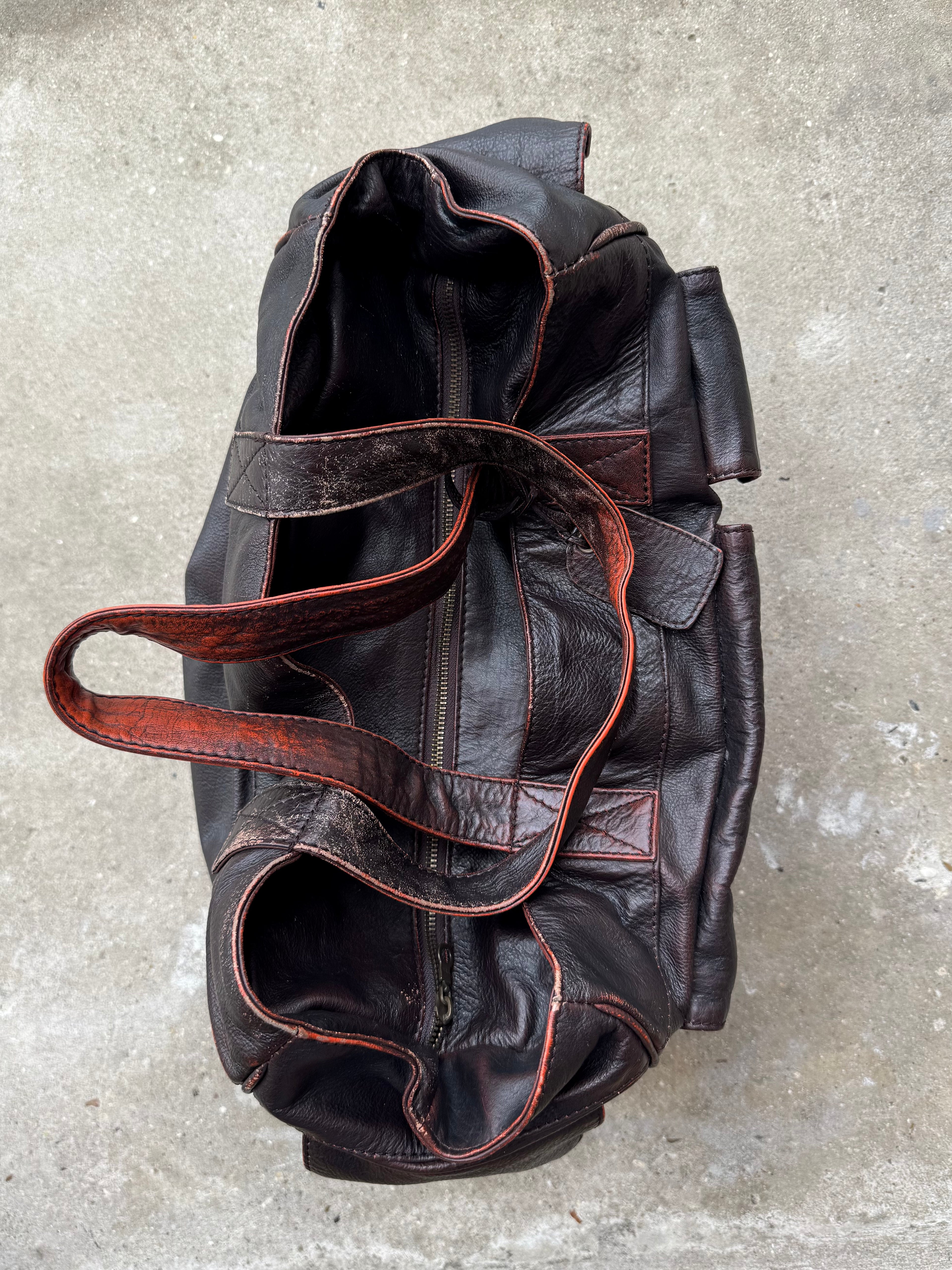 Antik Batik Distressed Leather Multi-Pocket Bag