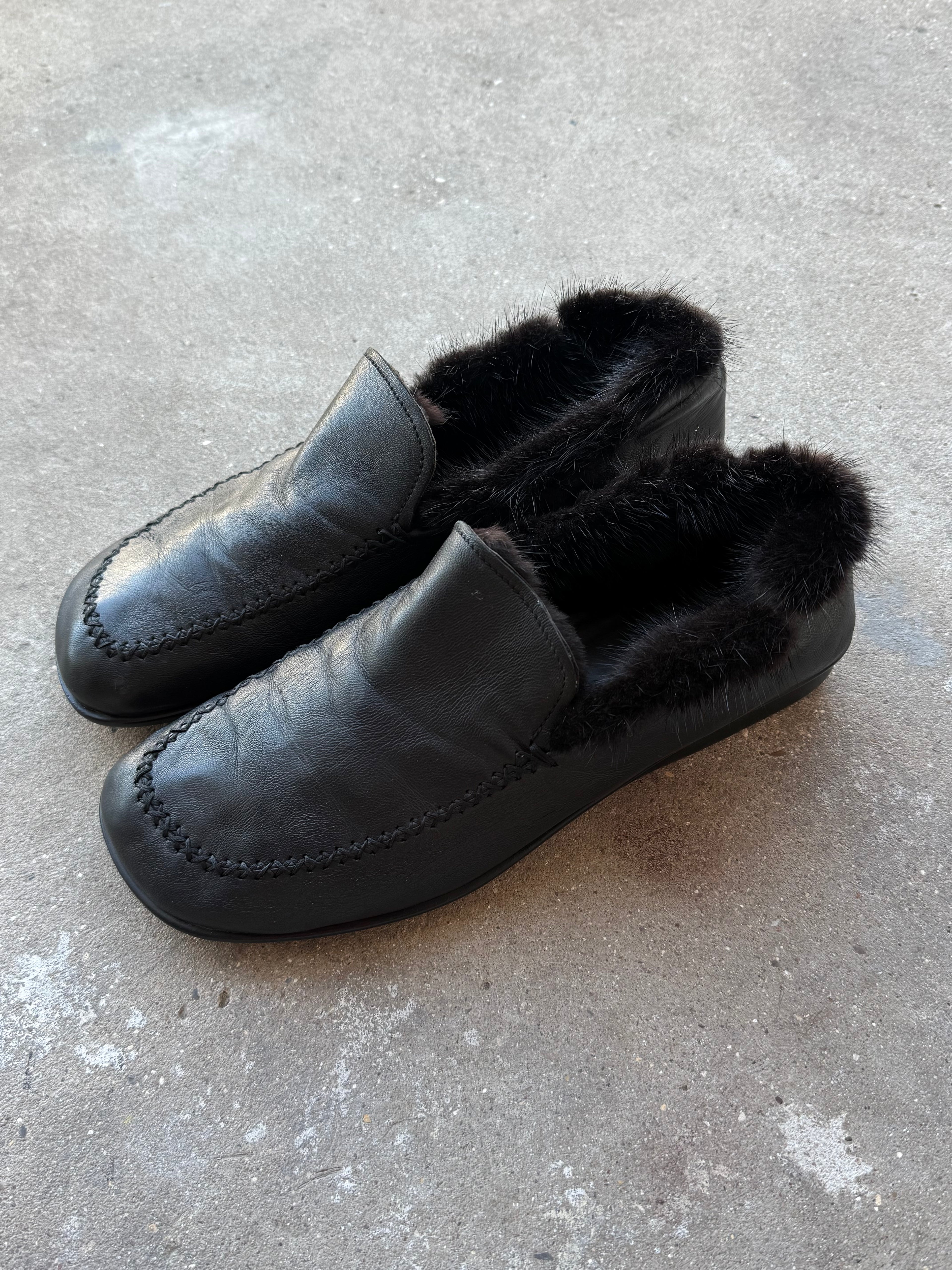 Prada Sport Fur Leather Loafers
