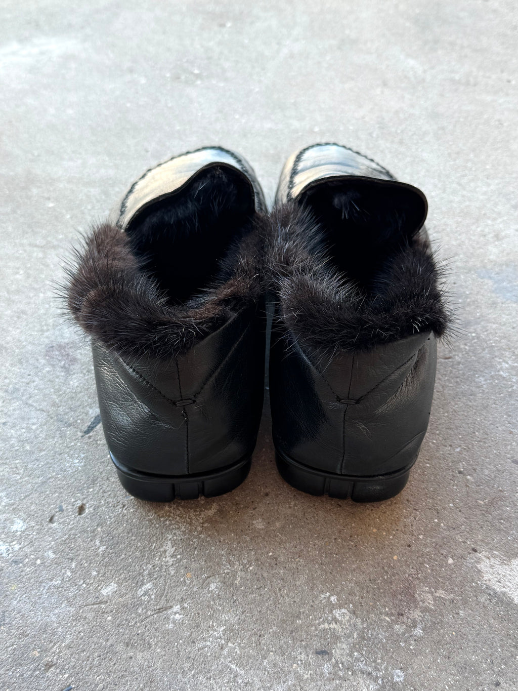 Prada Sport Fur Leather Loafers