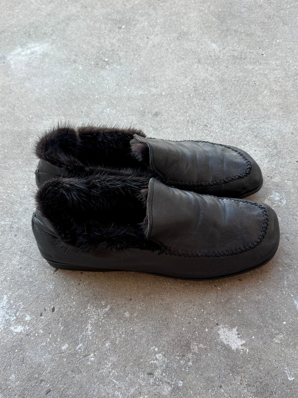 Prada Sport Fur Leather Loafers