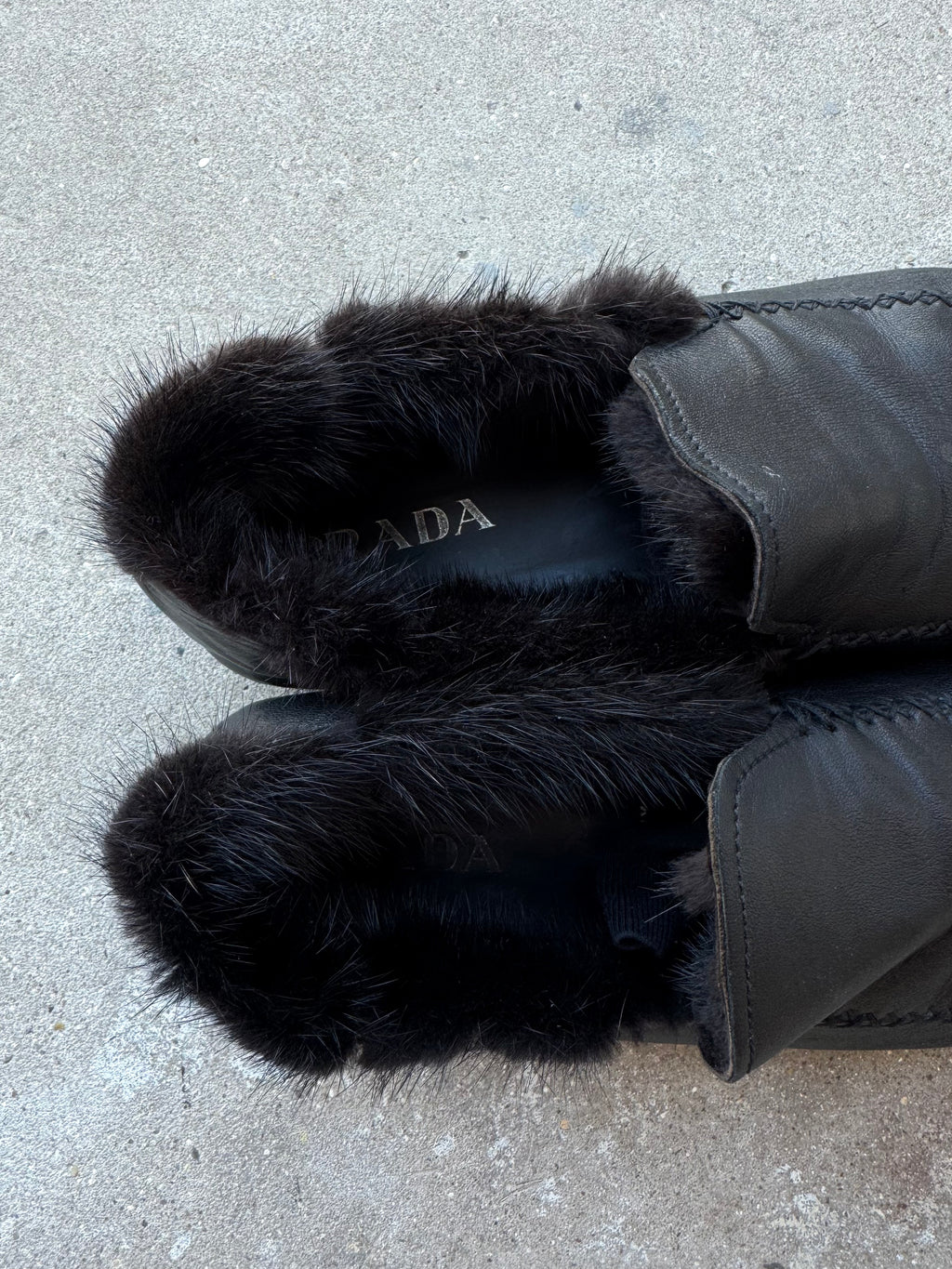Prada Sport Fur Leather Loafers