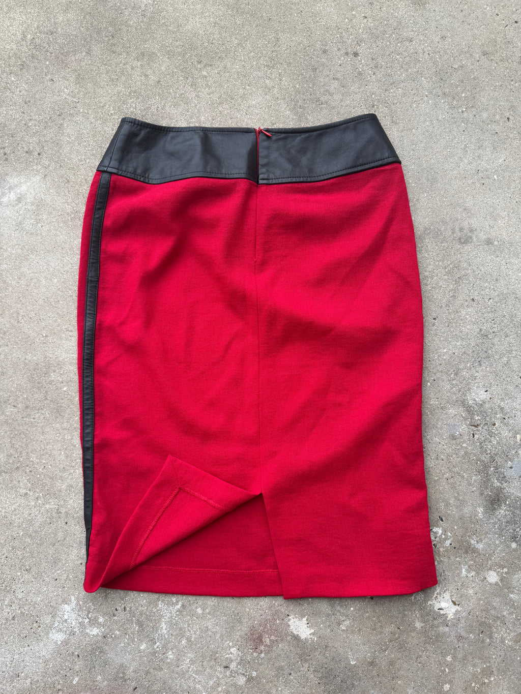 Dolce & Gabbana Fine Wool Crepe and Leather Pencil Skirt