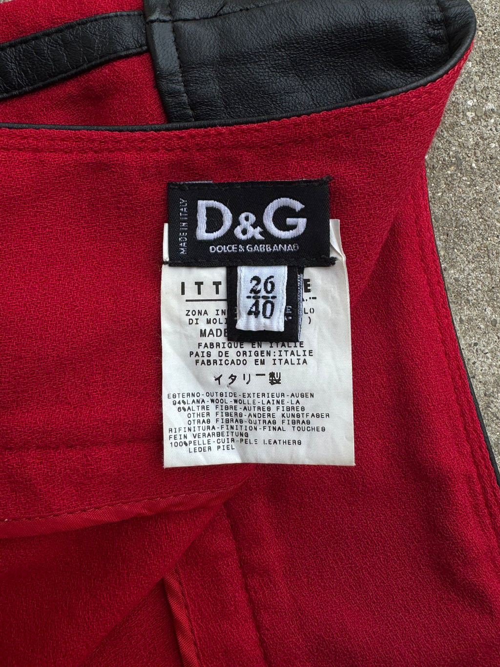 Dolce & Gabbana Fine Wool Crepe and Leather Pencil Skirt