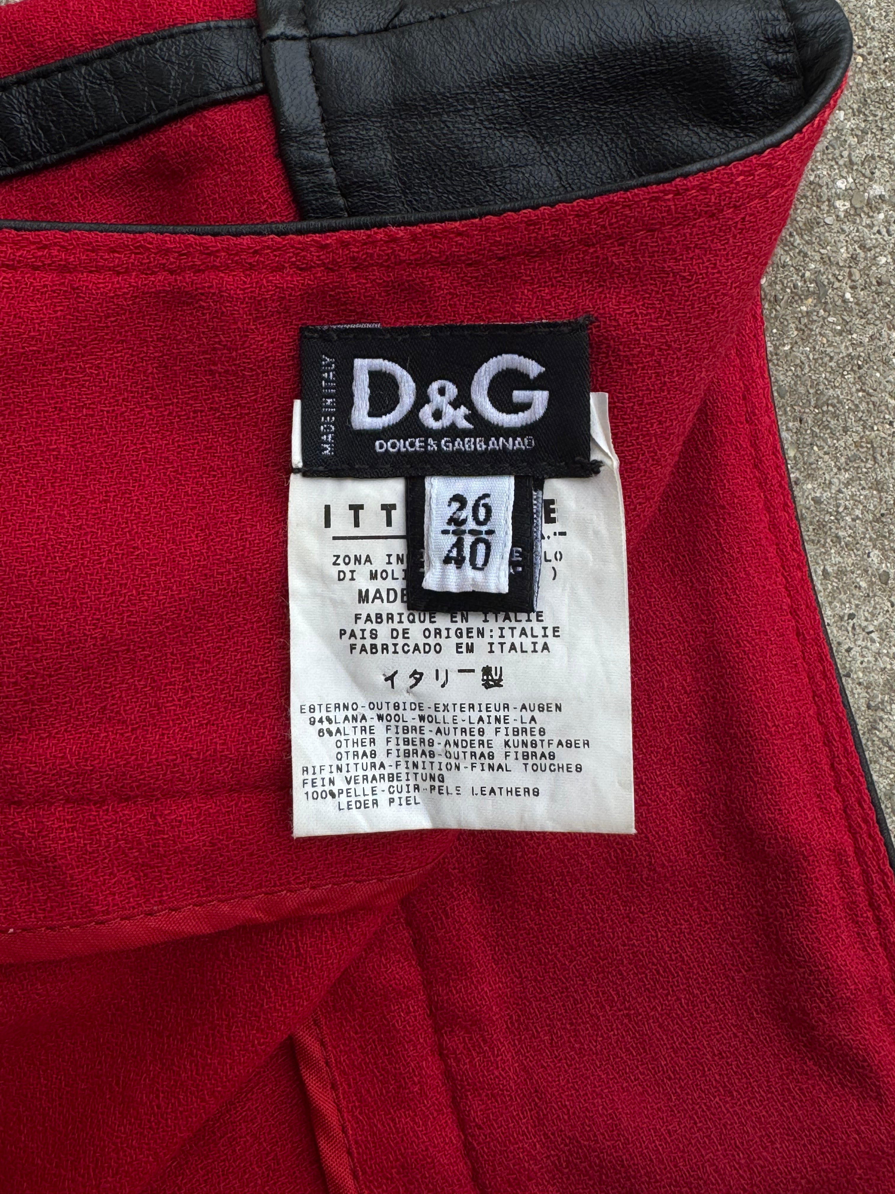 Dolce & Gabbana Fine Wool Crepe and Leather Pencil Skirt