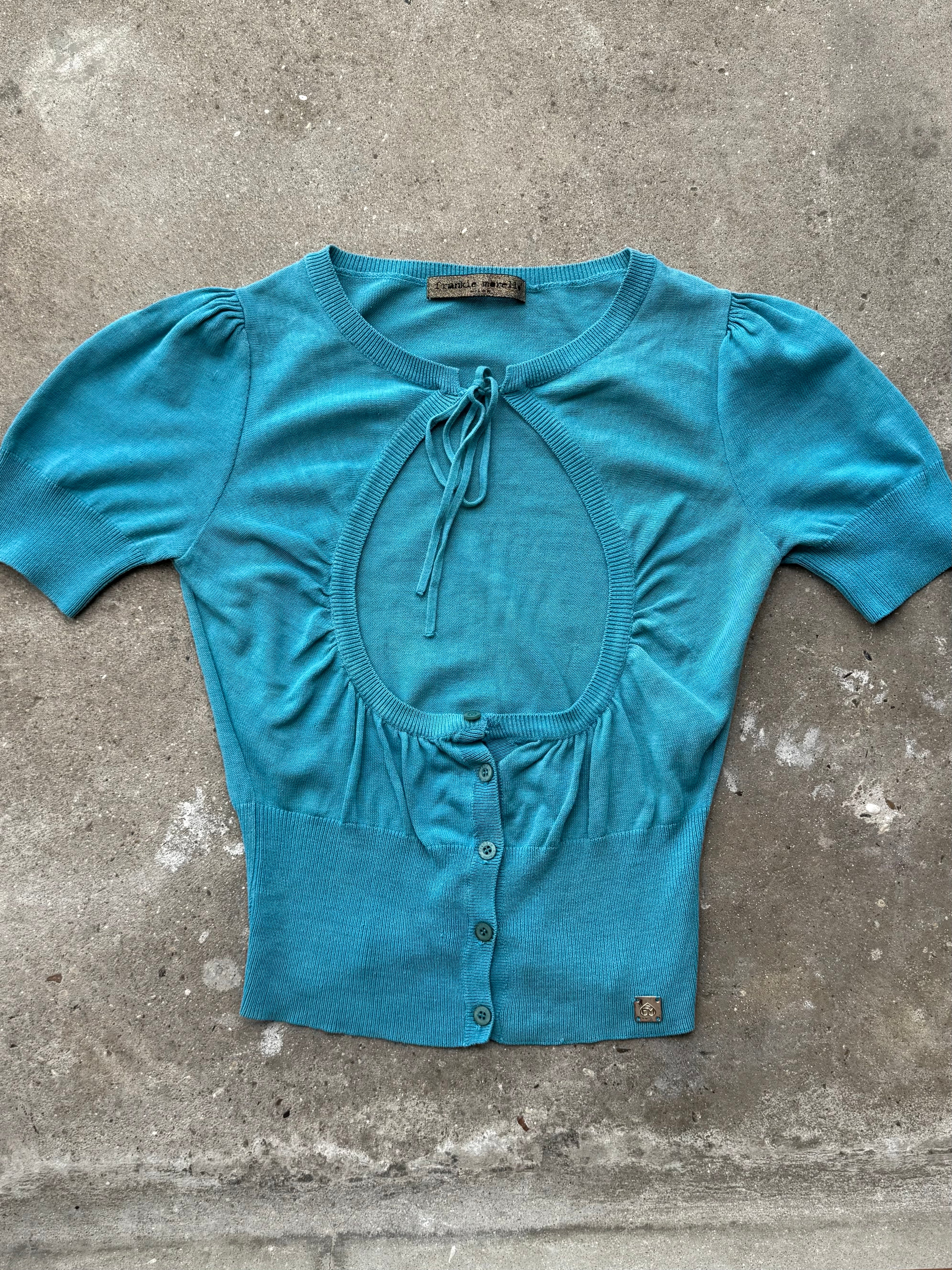 Frankie Morello Top with Front Openwork Neckline