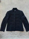 Vintage Officer Military-Inspired Black Wool Jacket