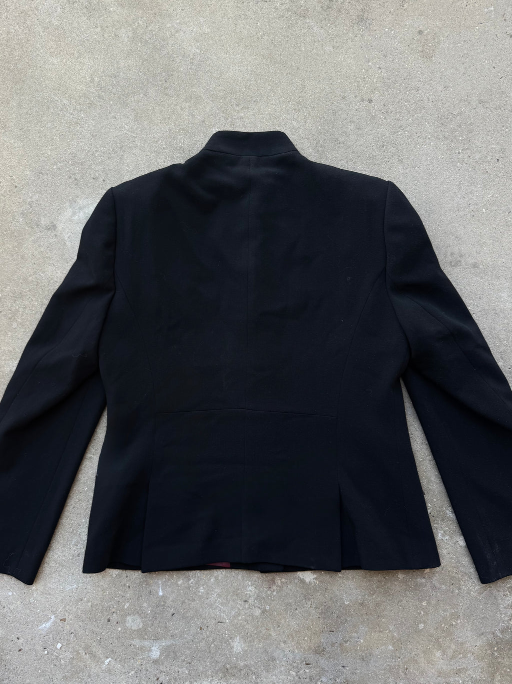 Vintage Officer Military-Inspired Black Wool Jacket