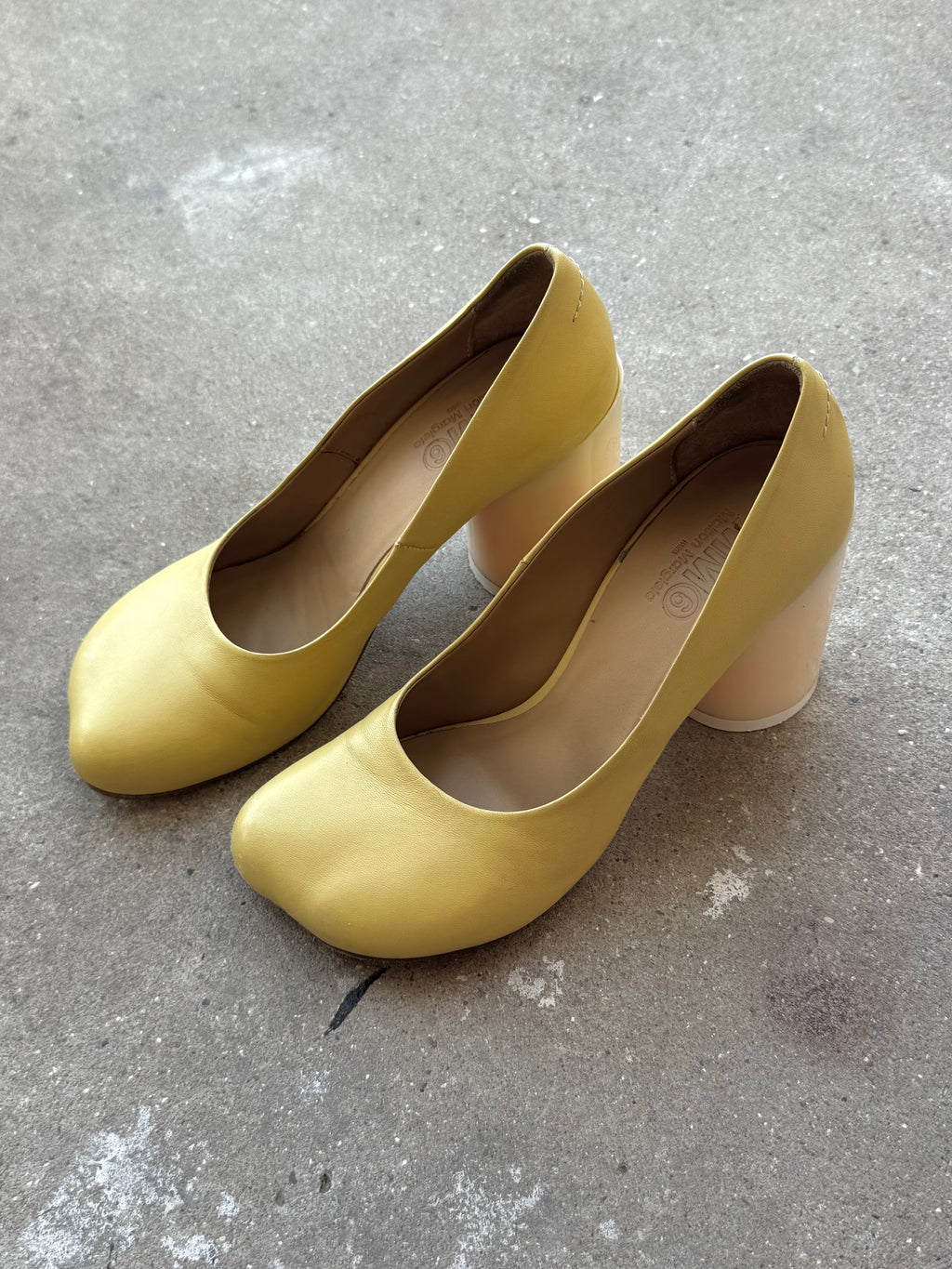 MM6 Maison Margiela Yellow Butter Anatomic Leather Escarpins