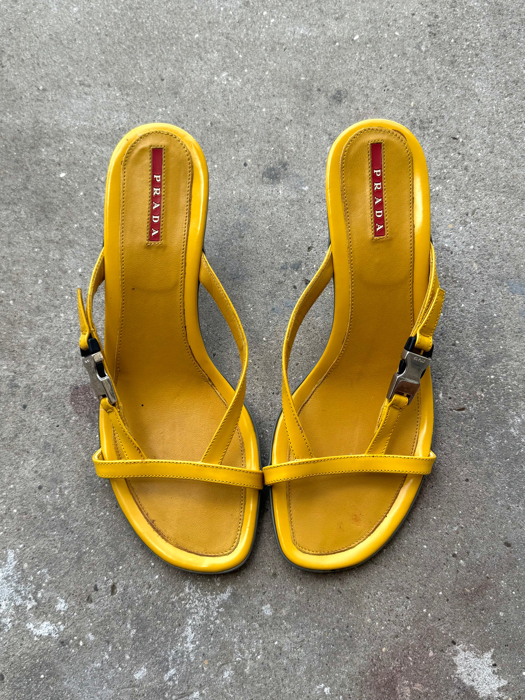 Prada Sport Yellow Kitten Heels Sandal