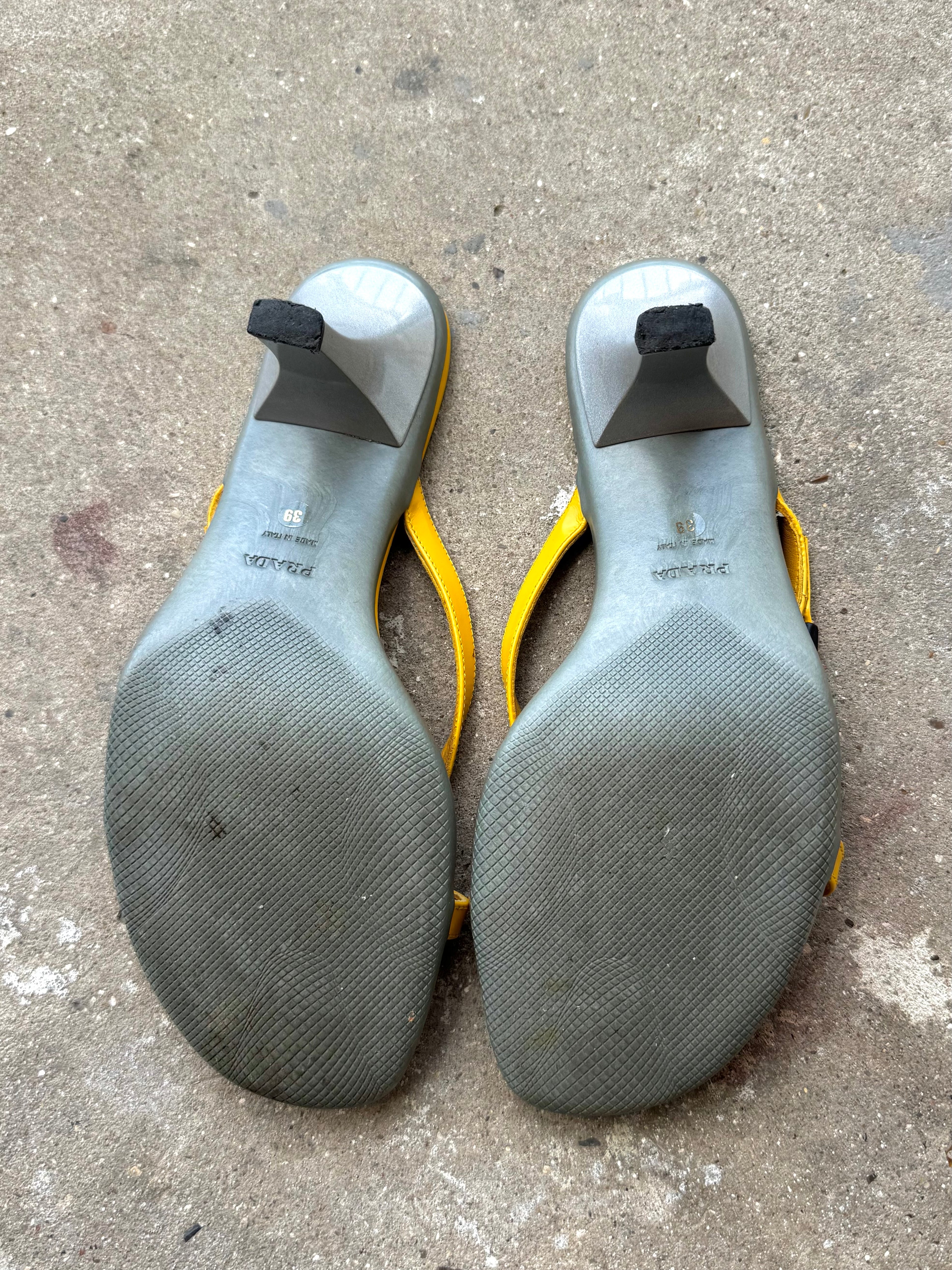 Prada Sport Yellow Kitten Heels Sandal