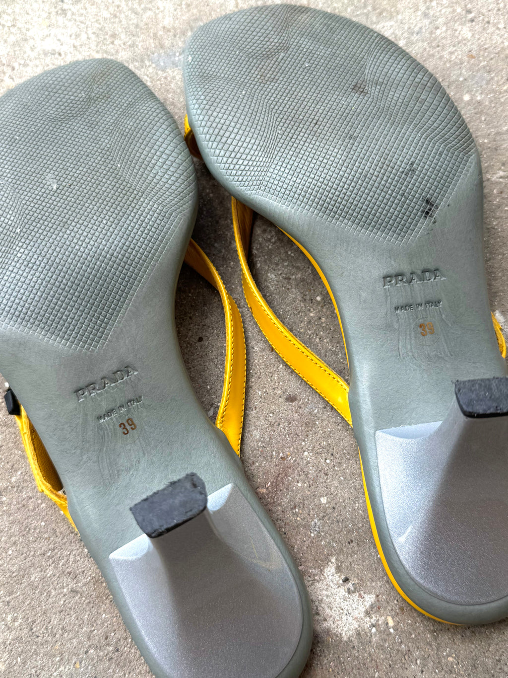 Prada Sport Yellow Kitten Heels Sandal