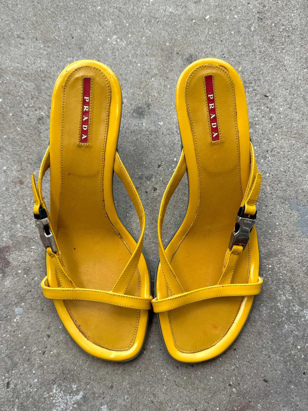 Prada Sport Yellow Kitten Heels Sandal