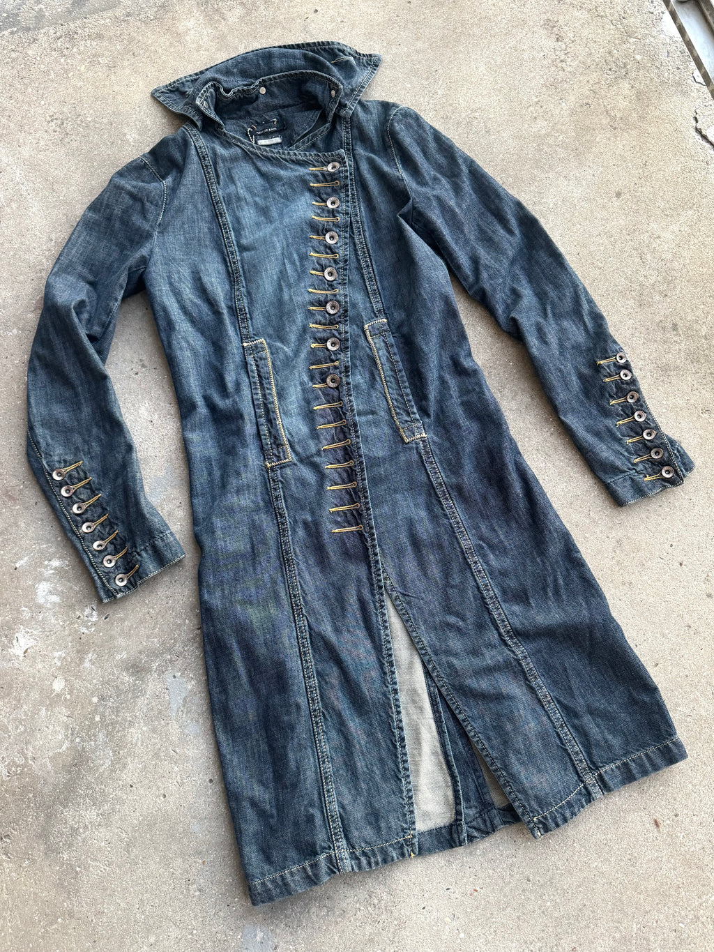 FW2002 Plein Sud Asymmetrical Buttoned Long Denim Jacket