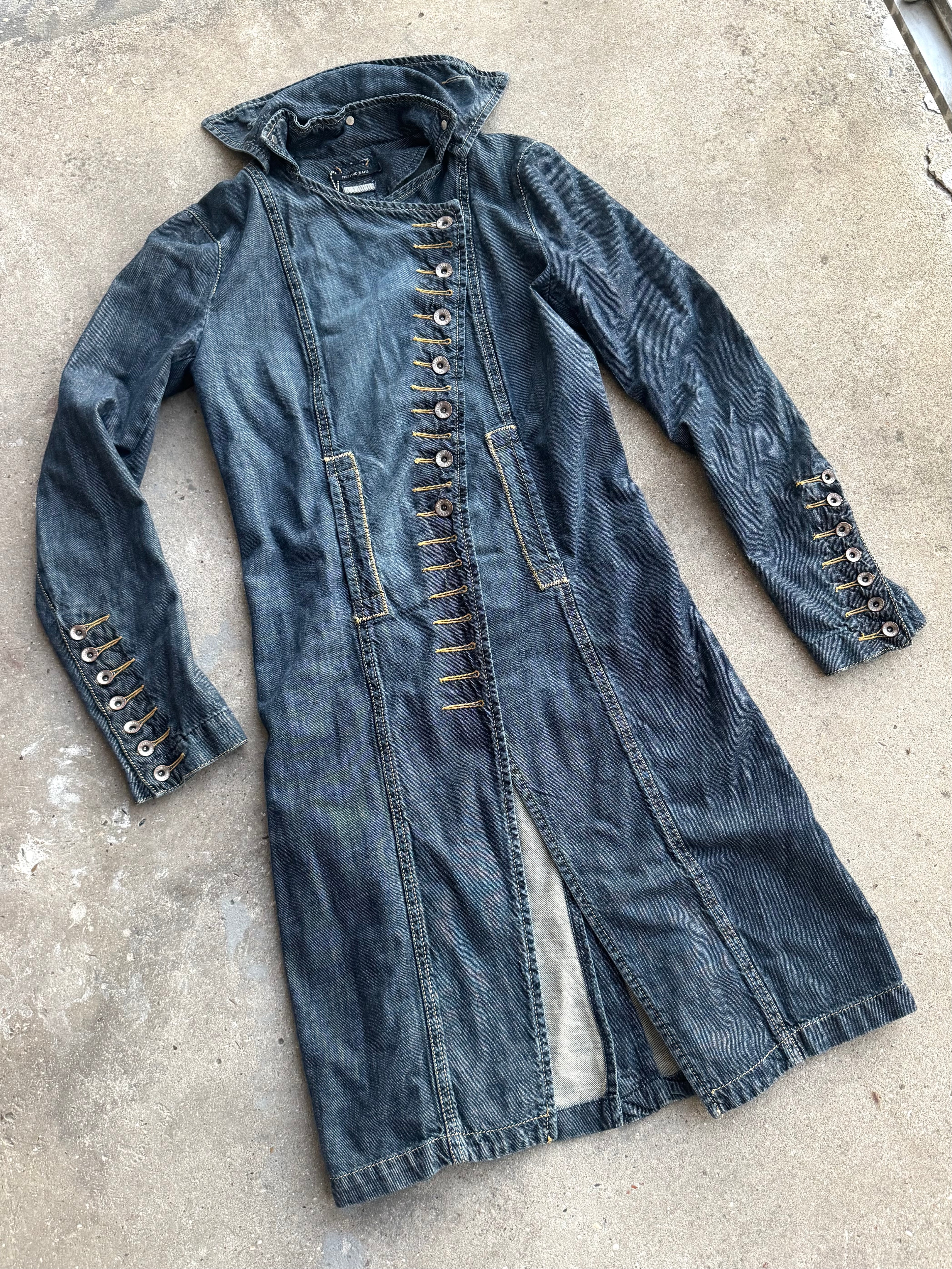 FW2002 Plein Sud Asymmetrical Buttoned Long Denim Jacket