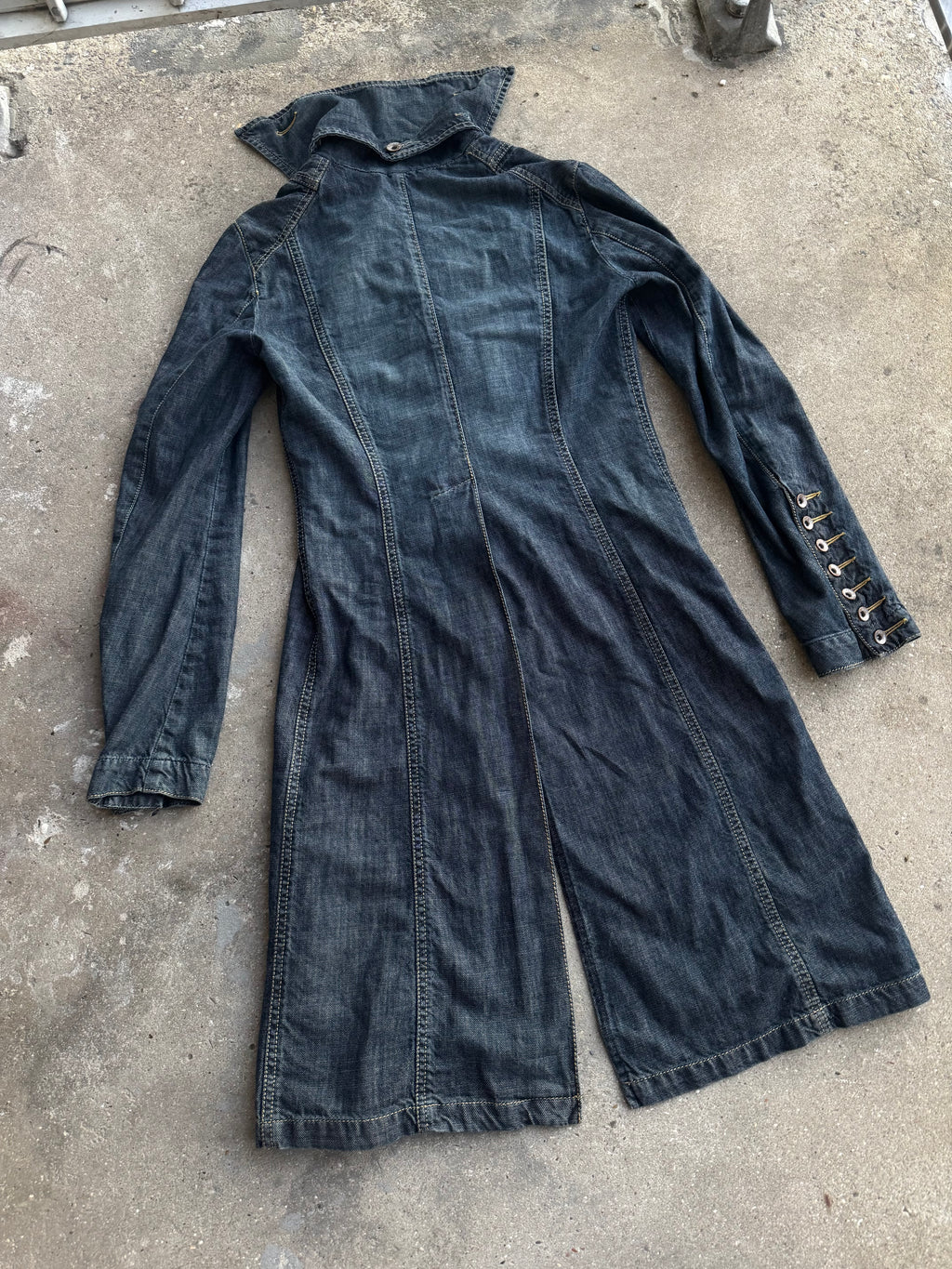 FW2002 Plein Sud Asymmetrical Buttoned Long Denim Jacket