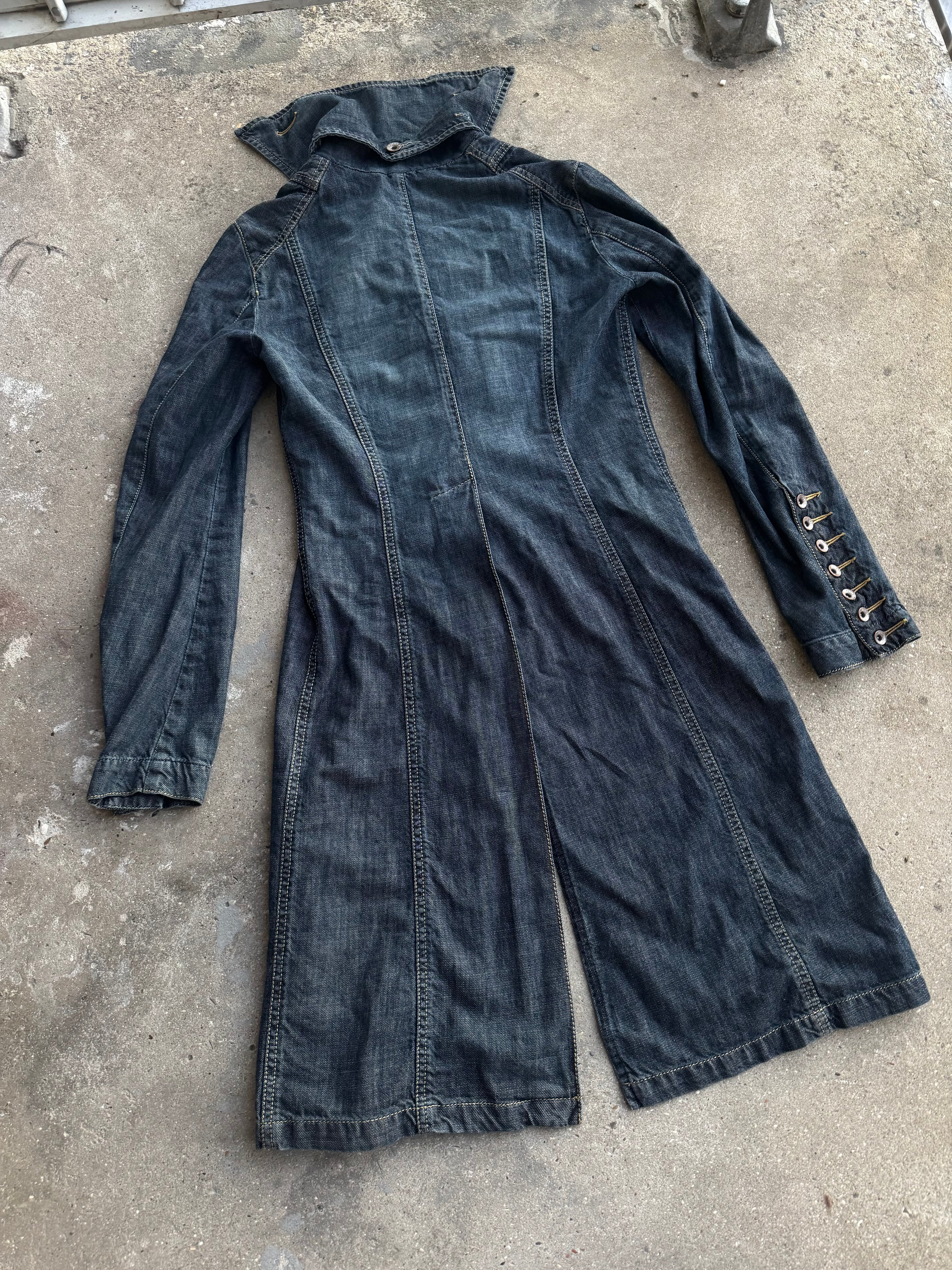 FW2002 Plein Sud Asymmetrical Buttoned Long Denim Jacket
