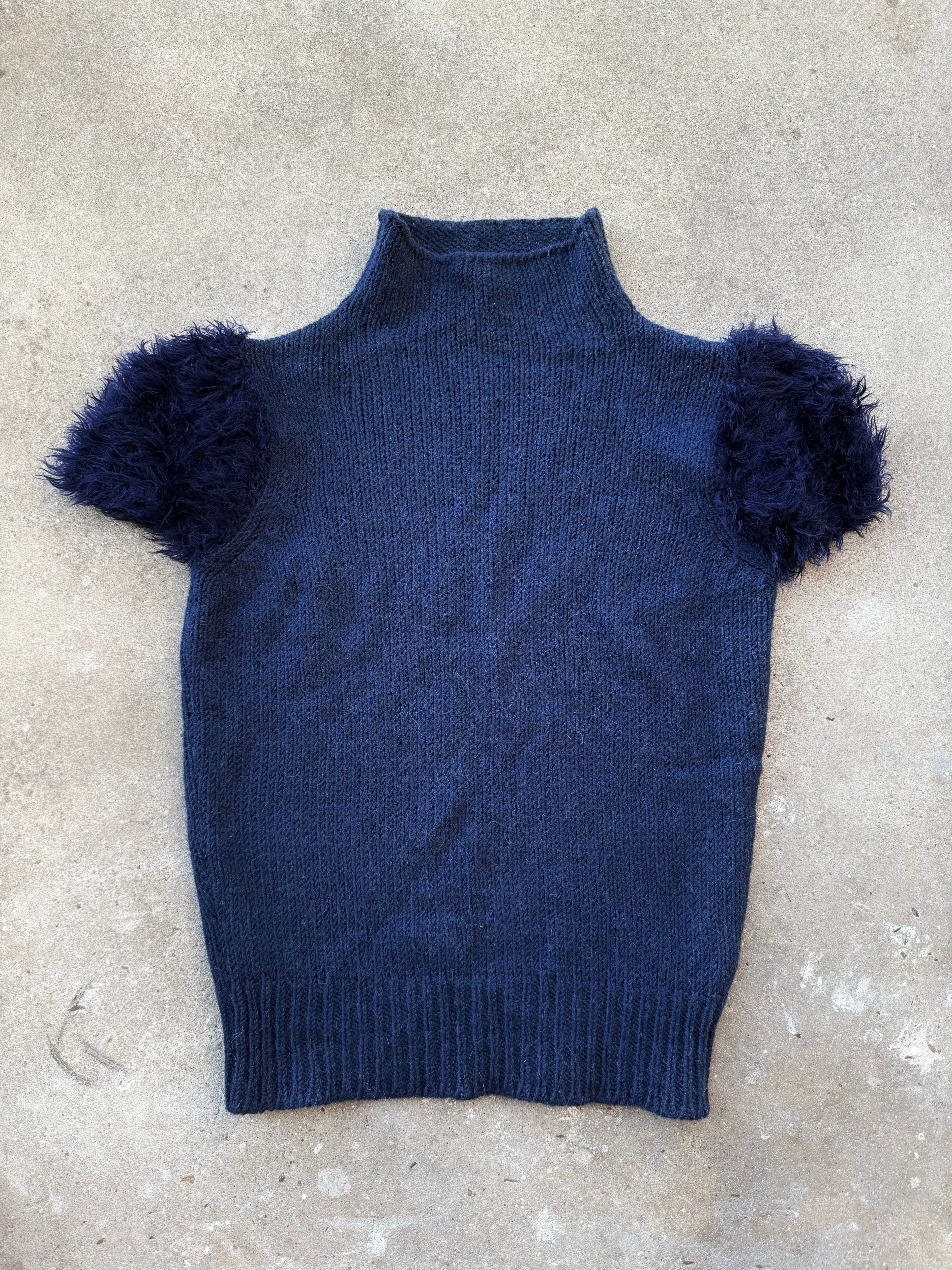 Armani Fur-Trim Short Sleeve Pull