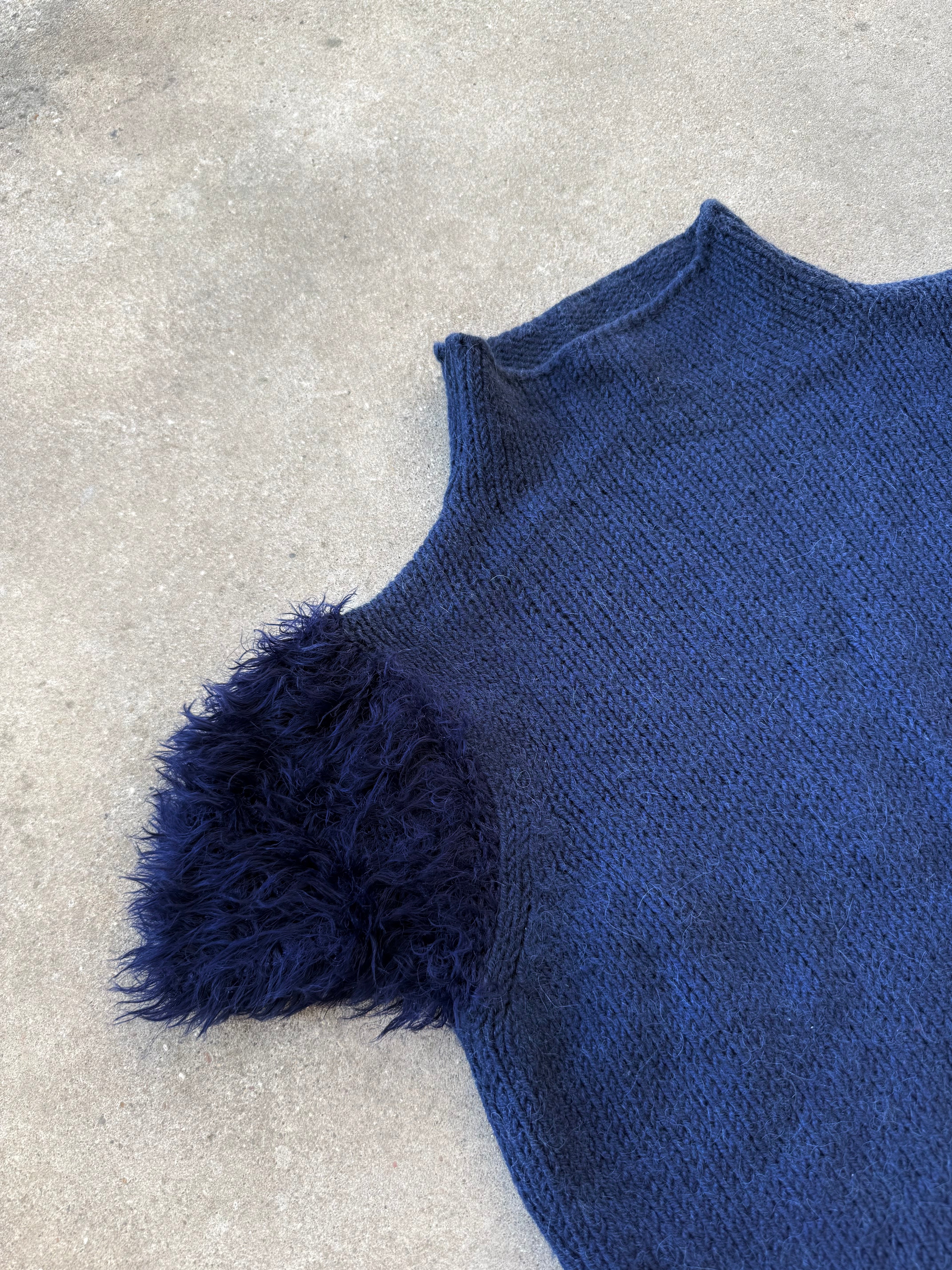 Armani Fur-Trim Short Sleeve Pull