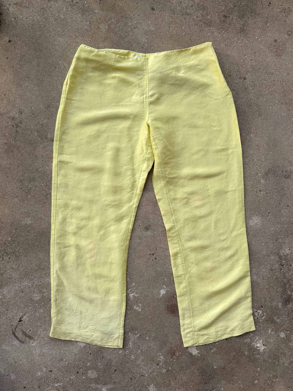 Vintage Butter Yellow Silk Capri Pants