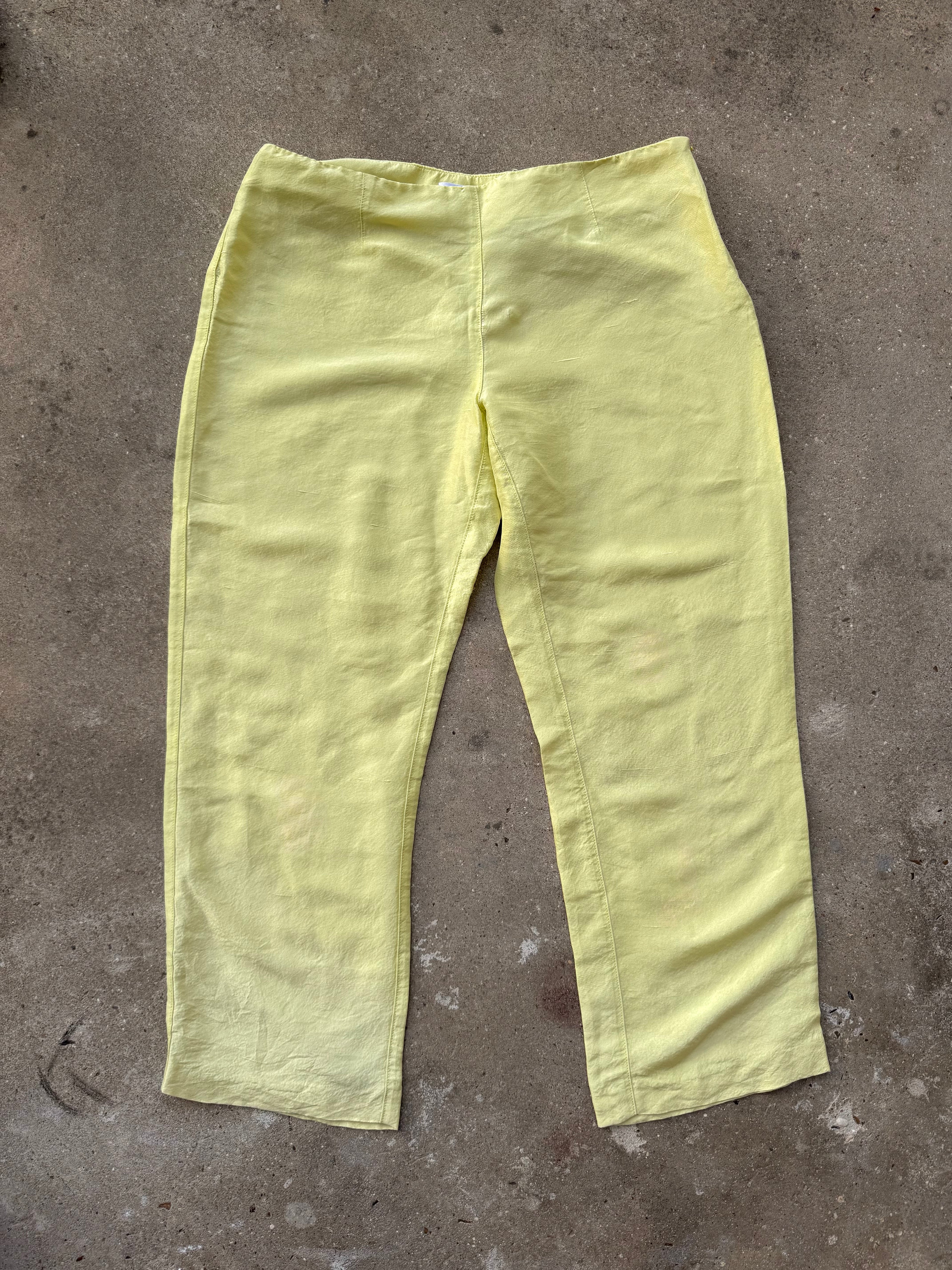Vintage Butter Yellow Silk Capri Pants