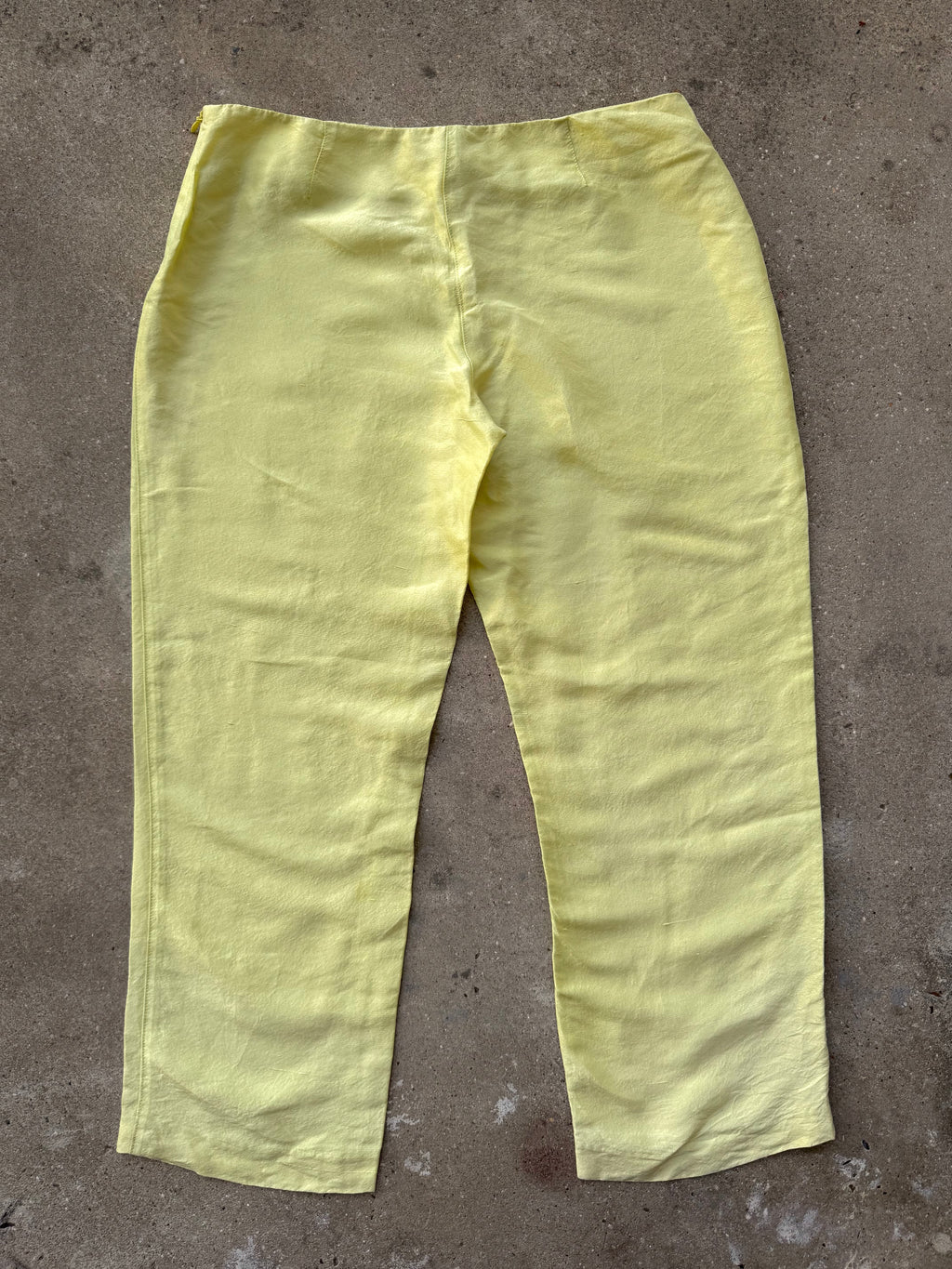 Vintage Butter Yellow Silk Capri Pants